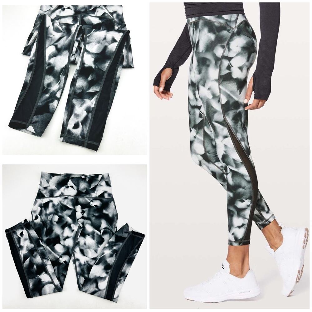 Lululemon Train Times 7/8 Pant Mesh Inserts Blush Blossom Alpine White Black